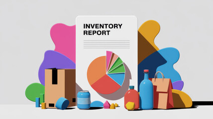 Inventory report with colorful shapes and various items displayed