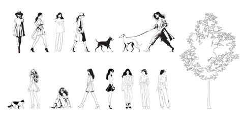 Illustrated Vector Scale People Architectural Figures Outlines