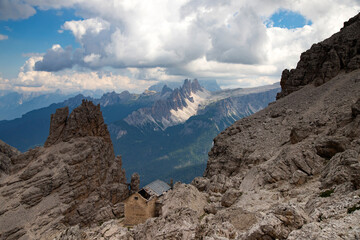 Impressive view of Croda da Lago mountain chain