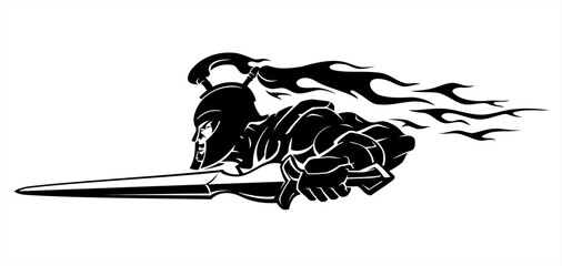 Achilles, enraged Greek god of war. Flamed fury Illustration