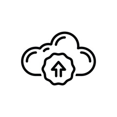 Black line icon for cloud upload