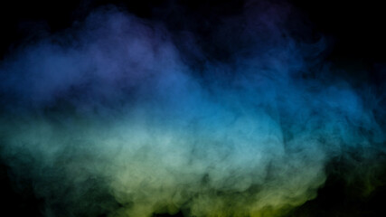 Blue and purple steam on a black background.