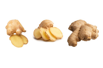 Ginger root isolated on white background.