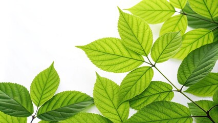 Fototapeta na wymiar Softly blended leaves with vibrant green hues on a white background, watercolor, flowers, foliage