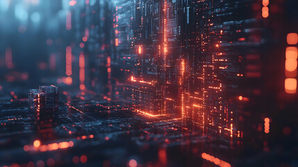 Naklejka premium Abstract 3D Background with Glowing Lines and Lights