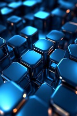 Fototapeta premium Geometric Metallic Blue Shapes on an Abstract Background with Dynamic, Modern Patterns and Elegant Texture