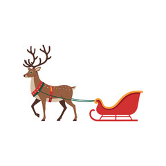 christmas sleigh and reindeer silhouette vector design flat illustrations