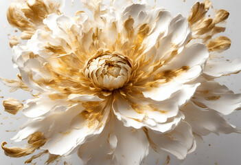  floral gold abstract illustration white flower oil sophistication blooms elegance background painting home decor