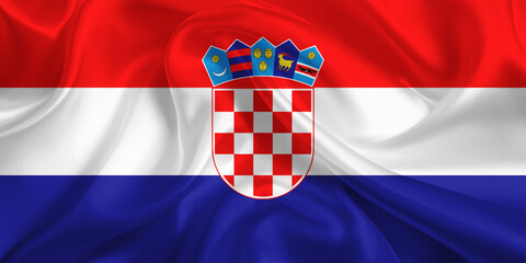 Naklejka premium Croatia Flag Waving In The Air