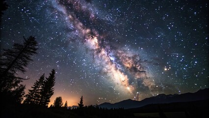 Star-filled night sky with vibrant colors and soft textures, showcasing the beauty of the stars against a deep black background, starry night sky, celestial scene