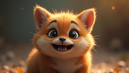 Close-up portrait of a cute fox cub