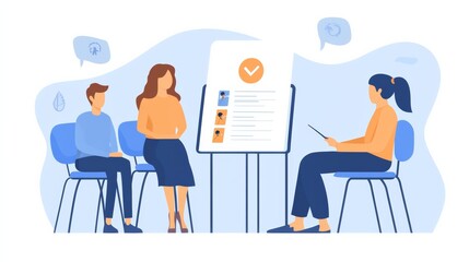 Employer or HR leader is interviewing participants, applying for a company employee, and having read the proficiency test resume to recruit qualified employees, Selection of job applicants.