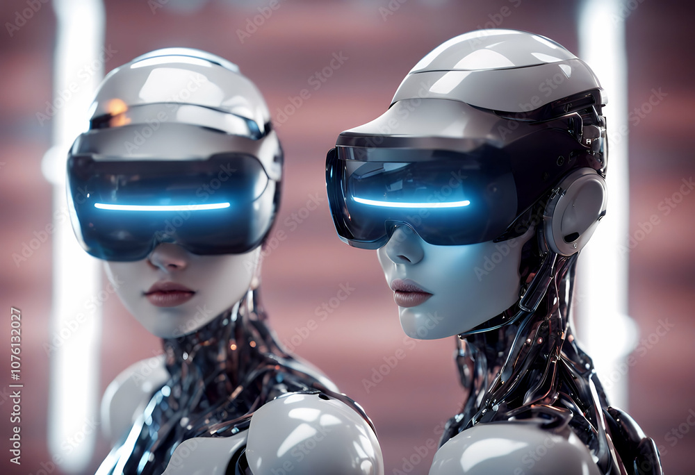 Poster technology vision virtual simulation exposure 3d aring futuristic female rendering concept backgroun