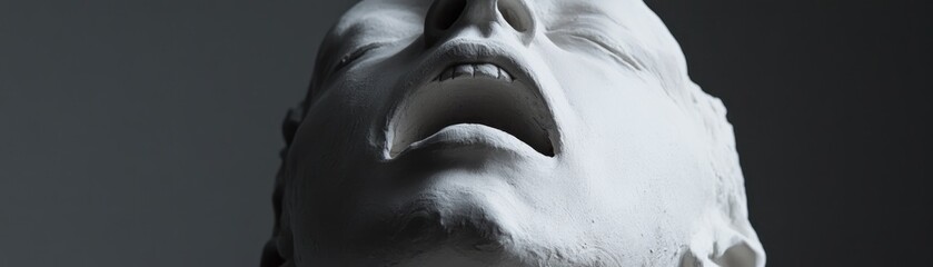 Fototapeta premium A close-up of a white sculpture depicting a serene, expressive face.