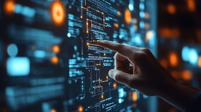 A dynamic brainstorming session, developers actively pointing at a whiteboard filled with ideas, code snippets, and design diagrams, modern tech workspace with bright ambient light,