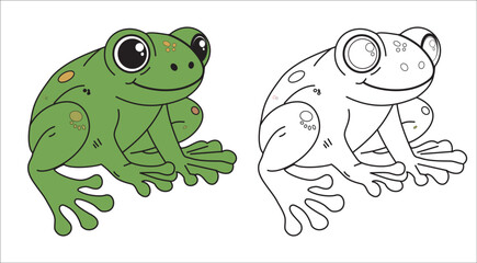 Minimalist frog coloring page with lines