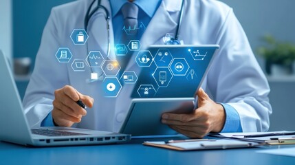 Doctor using technology for healthcare