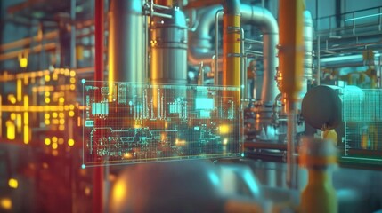 Industrial Technology with Digital Interface Overlay