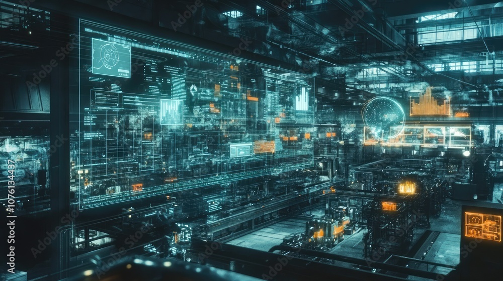 Poster digital data visualization in modern factory environment