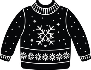 Christmas ugly sweater black christmas sweater silhouette vector