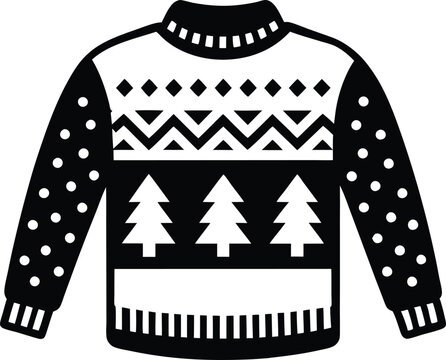 recommend clip art: Christmas ugly sweater black christmas sweater silhouette vector