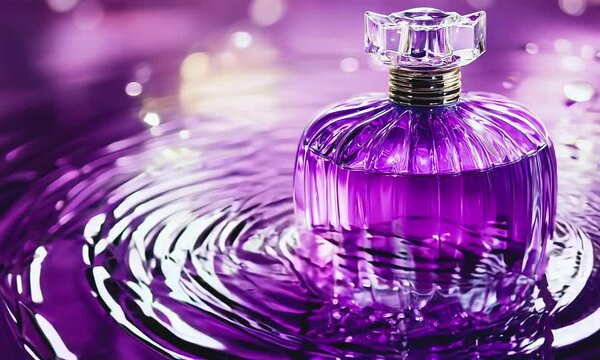 Perfume bootle in purple water.