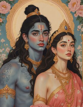 Hindu religious god Shiva with goddess Parvati | Mahashivratri