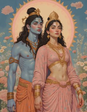 Hindu religious god Shiva with goddess Parvati | Mahashivratri