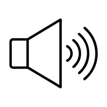 recommend clip art: Sound speaker icon in black outline, Vector illustration of a speaker icon with sound waves, shown in a black outline, symbolizing audio, volume, and sound output.
                    