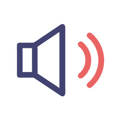 Speaker icon with sound waves, Vector illustration of a speaker icon emitting sound waves, representing audio, volume, and media playback in a simple dark design.
