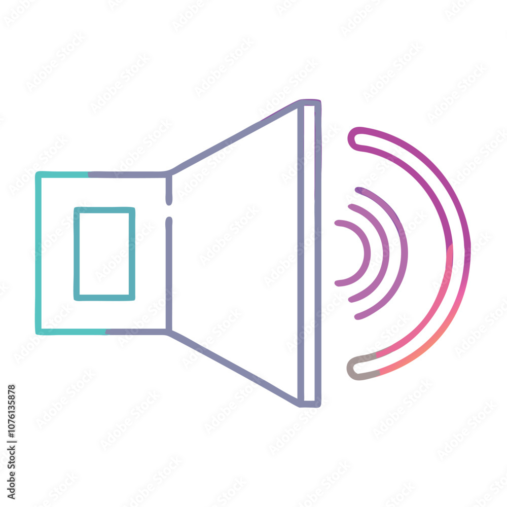 Poster gradient speaker icon with sound waves, vector illustration of a gradient-colored speaker emitting s