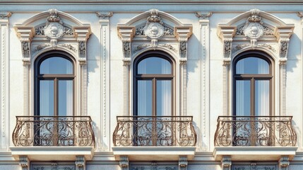 Elegant Architectural Facade with Decorative Balconies