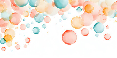Floating Pastel Bubbles: A whimsical array of pastel-hued bubbles float and dance in a mesmerizing, lighthearted scene. The delicate, translucent spheres create a captivating, airy.