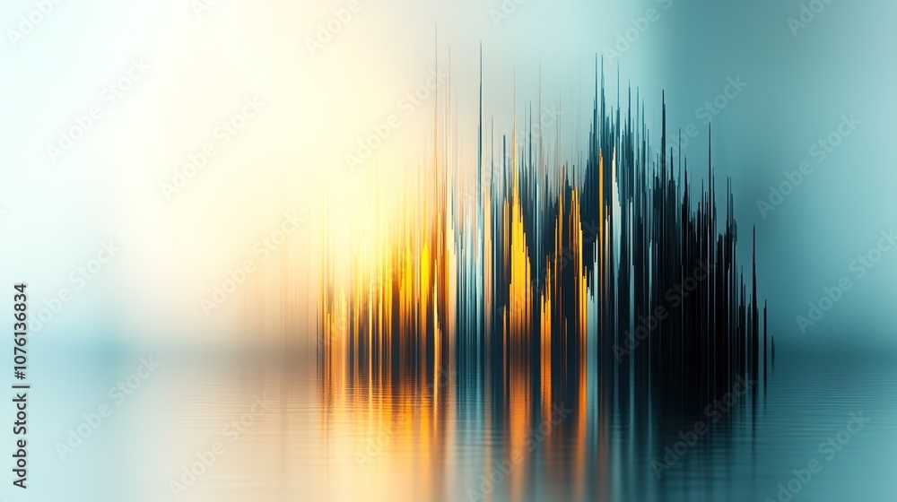 Aufkleber abstract representation of sound waves in a colorful gradient with reflections, evoking emotion and 
