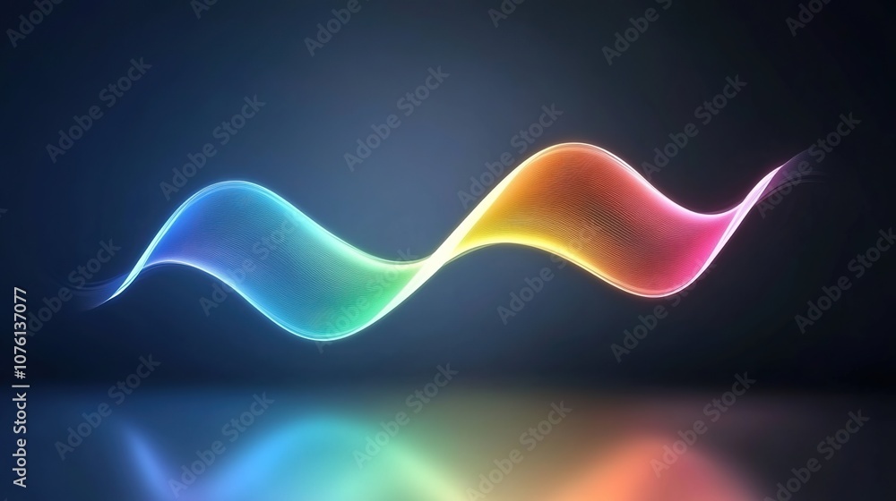 Poster colorful abstract waves in vibrant hues displaying smooth and fluid motion against a dark background