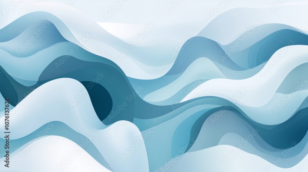 Poster tranquil blue gradient composition with soft curves for elegant backdrops