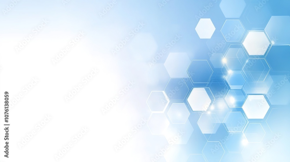 Aufkleber abstract blue background with hexagonal patterns and soft light effects for modern design, technolog