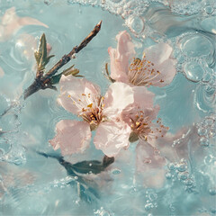 almond blossom in cloudy liquid