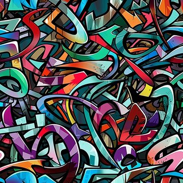 Fototapeta The seamless background showcases colorful graffiti 