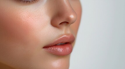 Naklejka premium Beautifying Chin Injection for Rejuvenated Feminine Glow with Defined Contours in Serene Ultra HD Close-up