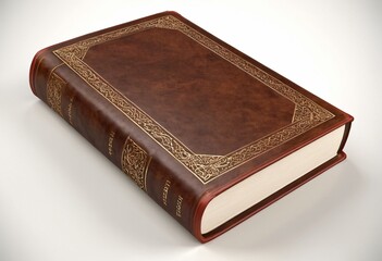 Obraz premium 3D render of a classic leather-bound book, isolated on a white background. Ai generated images
