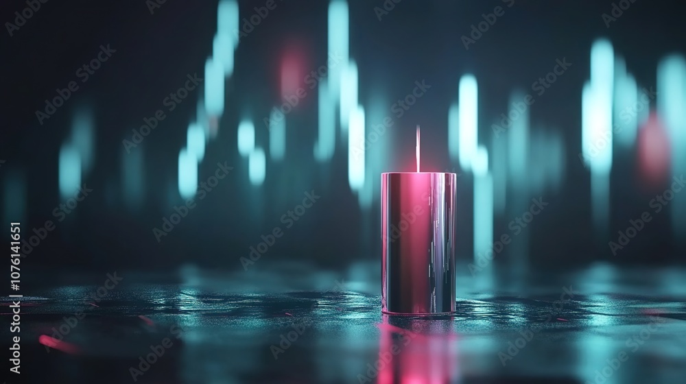 Poster modern candle in a dark environment with vibrant glowing light reflections and abstract background e