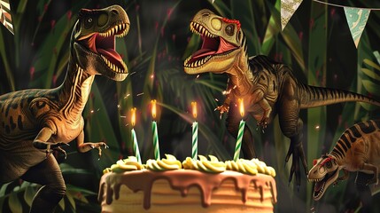 T-Rex and Friends: Fun Elements for a Jurassic Park Birthday Background