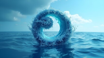 Fototapeta premium Cascading wave formation in vibrant blue representing motion and fluidity in nature