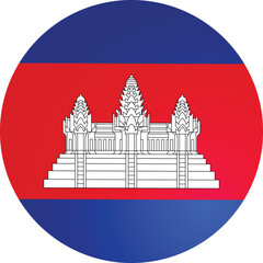 Cambodia Round Flag Icon Vector