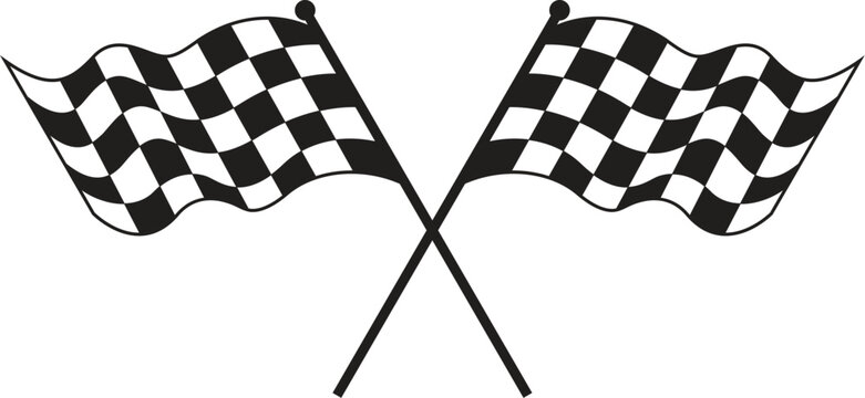 Double crossed chackered flag racing flags eps vector 