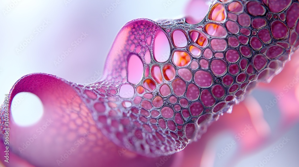 Poster abstract close-up view of colorful bubbles forming an intricate, wavy structure, showcasing the inte