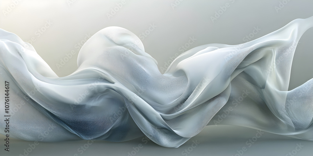 Poster abstract flowing fabric: a dramatic image of a smooth, white fabric flowing gracefully in a mesmeriz