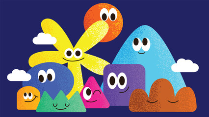 Cute abstract shape cartoon character illustration