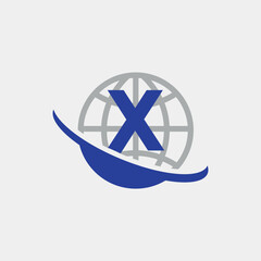 Globe With Letter X Abstract Iconic Symbol